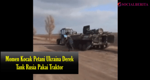 Momen Kocak Petani Ukraina Derek Tank Rusia Pakai Traktor